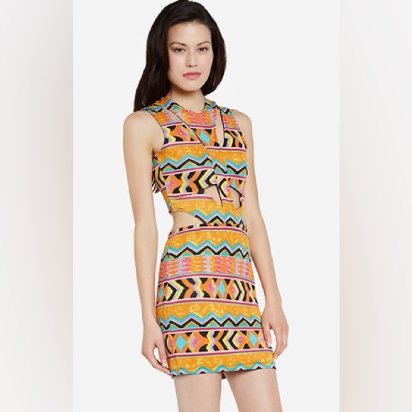 Lovers + Friends Got a Body Cut Out Bodycon Mini Dress in Tribal in Floral Multi - Picture 1 of 13